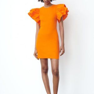 ZARA RUFFLED RIB DRESS